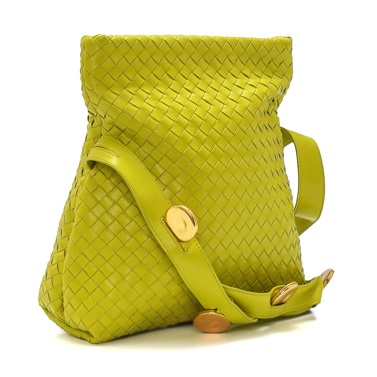 Bottega Veneta - Green Intrecciato Leather BV Fold Shoulder Bag